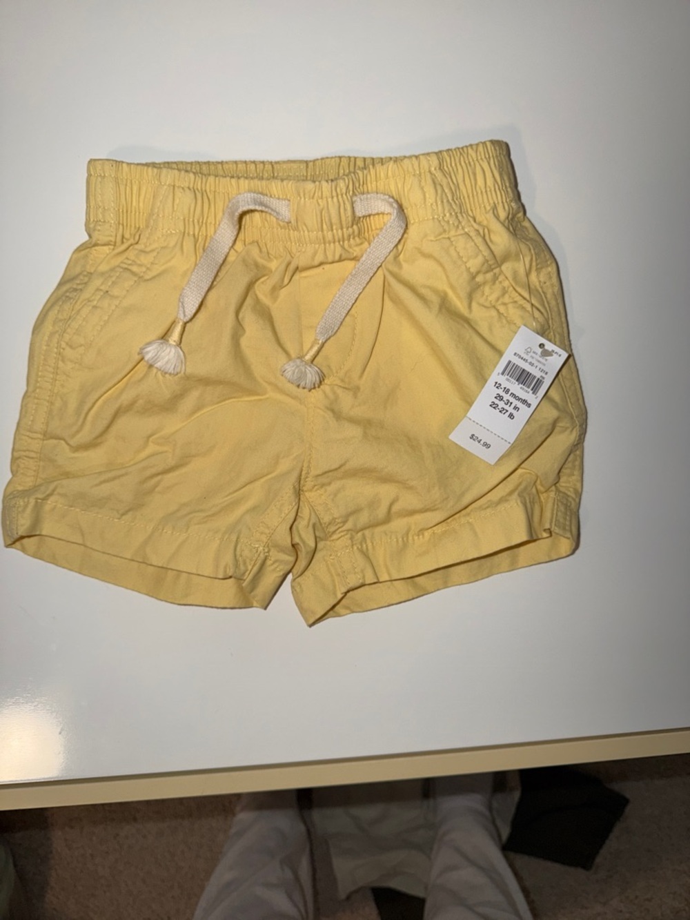 GAP Pale Yellow Drawstring Kids Shorts